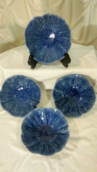 Metlox Vernon Poppytrail Lotus Medium Blue Set Of 4 Cereal Bowl Hand Crafted Usa