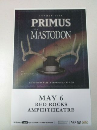 Primus / Mastodon 2018 Red Rocks - Colorado Promo Poster 11x17 Handbill 