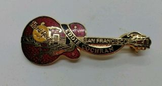 Hard Rock Cafe Eddie Cochran San Francisco Guitar Shaped Pin Gold Lapel Vest Pin