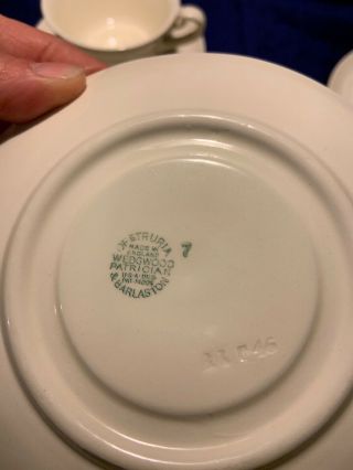 Vintage White Porcelain Wedgwood Etruria Patrician Tea Cups/Saucers Set/6 3