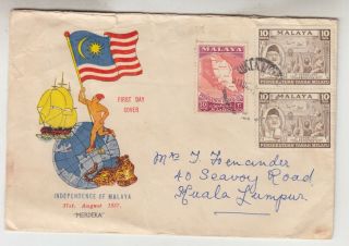 Malayan Federation,  1957 Independence Day 10c. ,  Illustrated First Day Cover.