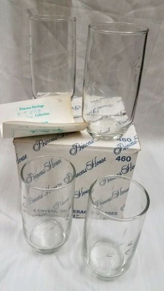 4 Vintage Princess House Heritage Tumblers,  5 " Crystal Glasses,  460,  11 Oz.