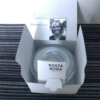Kosta Boda Atoll Anna Ehrner White Swirls Crystal Votive Candle Holder