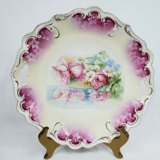 Rs Prussia 2 Handled Cake Plate 11 " Floral