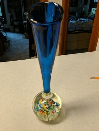 Art Glass Paperweight Bud Vase 11 " Tall