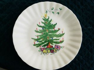 Vtg Southern Potteries Hand Painted Blue Ridge Christmas Tree Plate 10 1/4 "