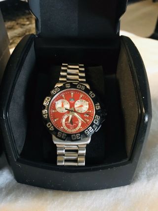 Tag Heuer Formula 1 Chronograph Mens Watch Red Dial Qrtz Date