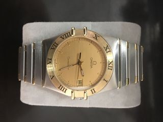Omega Constellation Mens 18k Solid Gold Ss Swiss Made Watch C.  2000 Mc384