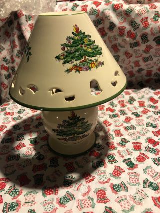 Rare: Spode Christmas Tree Pierced China Lamp For Tea Light Candle Votive