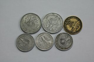 French Somalia 6 Old Colonial Coins B24 Wv25