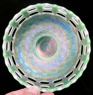 Fenton “open Edge” Ice Green Carnival Glass Bowl – Scarce &
