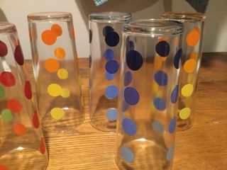 Multi Colored Polka Dot Drinking Glasses 50s Mid century Modern set of 6 3