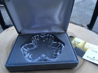 Waterford Crystal Shamrock Clover Ring Trinket Bowl Dish Box 3 1/2 "