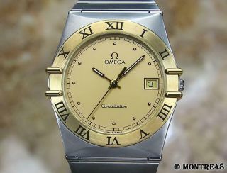 Omega Constellation Calendar Men 18k Solid Gold Ss Swiss Made Watch C.  2000 N34