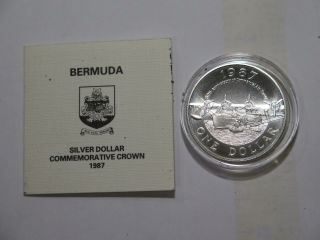 Bermuda 1987 One Dollar Airplane Silver Commemorative Crown World Coin