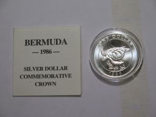Bermuda 1986 One Dollar Turtle Silver Commemorative Crown World Coin