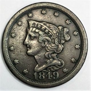1849 Braided Hair Half Cent Coin Rare Date