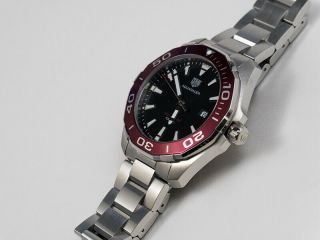 Tag Heuer Aquaracer Diver Black Dial Red Bezel Stainless Steel WAY101B.  BA0746 3