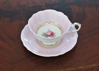 Vintage Paragon China Pink Rose Footed Tea Cup & Saucer Gold Trim By Appointment