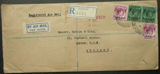 Bma Malaya 4 Ju 1948 Registered Airmail Cover From Singapore To London,  England