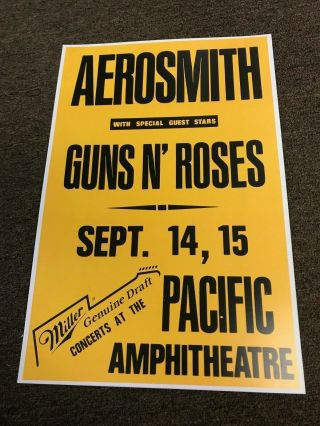 Aerosmith Guns N Roses 1988 Pacific Amphtheatre Cardstock Concert Poster 12 " X18 "