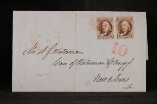 Rhode Island: Providence 1848 1 Pair Folded Letter Cover,  Red Cds & Grids