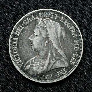 1896 GREAT BRITAIN ONE SHILLING QUEEN VICTORIA STERLING SILVER COIN KM 780 3