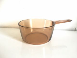Vtg Corning Ware Pyrex Vision Amber 2.  5l Saucepan Pot Cookware V - 2.  5 - B