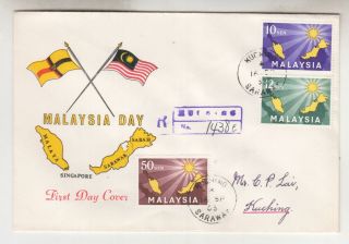 Malaysia,  1963 Inauguration Of Federation Set 3,  Reg.  First Day Cover,  Sarawak