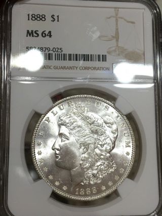 1888 - P Ngc Ms64 Morgan Silver Dollar Blast White Gem Looking Coin