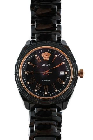Versace Mens Stainless Steel Rose Gold Tone Dv One Analog Watch
