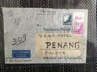 Air Cover Singapore 1937 To Penang Eastern,  Oriental Hotel Malaya