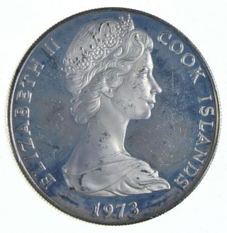 Silver - World Coin - 1973 Cook Islands 7 1/2 Dollars - World Silver Coin 766