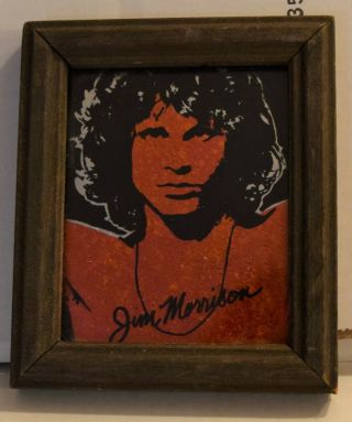 Vintage The Doors Jim Morrison Wood Framed Mirror Carnival Prize red foil 6 x 5 2