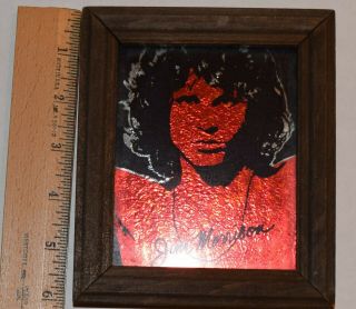 Vintage The Doors Jim Morrison Wood Framed Mirror Carnival Prize red foil 6 x 5 3