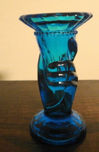 Vintage Fenton Dark Blue Mini Hand Vase Early 1940 