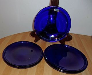 Kaj Franck Vintage Cobalt Blue Luna Plates Nuutajarvi Finland (set Of 3)
