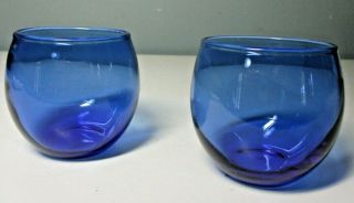Set Of 2 Cobalt Blue Glass Votive Candle Holders/small Cups