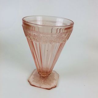 Jeannette Adam Pink Depression Glass 4 - 1/2 " Footed Goblet Glass Squared
