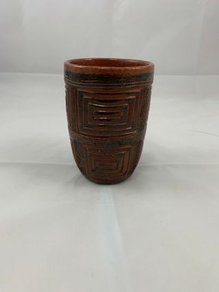 Vintage: Puerto Rico Sgraffito Pottery Cup/ Vase