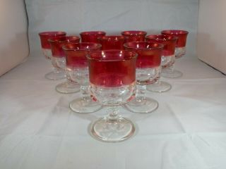 10 Tiffin Kings Crown Thumb Print Ruby Cranberry Flash 4.  25 " Glasses Drinkware