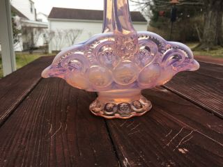 Vintage L.  E.  Smith Pink Opalescent Moon & Star Glass Basket