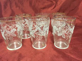 Golden Grape Decoration By Bartlett - Collins Glass Co.  Tumblers