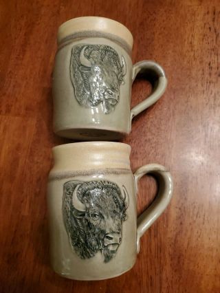 Two Cold Mountain Pottery Buffalo Coffee Mugs 2014