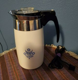 Corelle Corning Ware Blue Cornflower 10 Cup Coffee Pot Electric Percolator