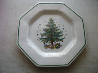 Nikko Christmastime Set Of 4 Octagon Christmas Tree Dinner Plates Made In Japan