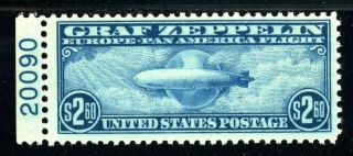 Usastamps Vf - Xf Us Airmail Graf Zeppelin Plate Scott C15 Og Mxlh