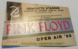 Pink Floyd Copenhagen 1988 Concert Ticket Vintage