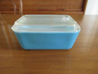 Vintage Pyrex Blue Rectangle Refrigerator Dish No 502 With 502 - C Lid
