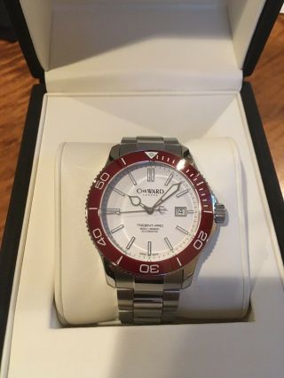 Christopher Ward C60 43mm Trident Pro 600 - Rare White Dial/red Bezel/old Logo